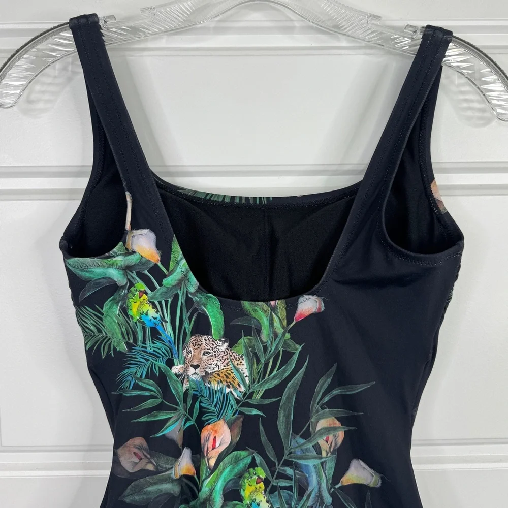 JOHNNY WAS Calla Lily Printed One Piece Swimsuit NEW Size S Black Green